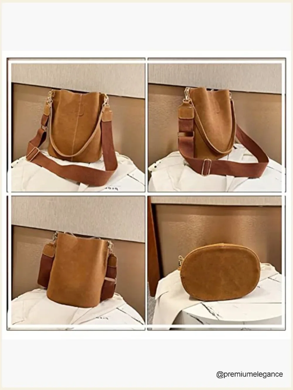 Oversized Leather Bucket Bag Tote Shoulder Crossbody Purse Large